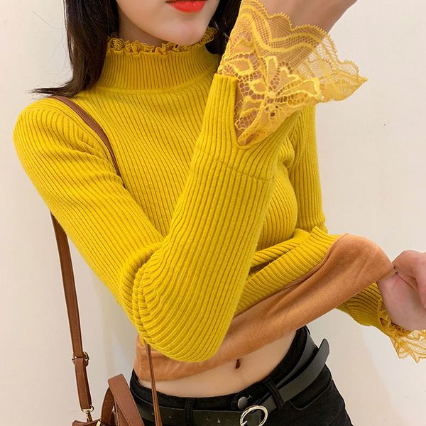 winter woman's knitted border lace jumper women's more velvet keep warm r389 sweater 5nm5, White;black
winter woman's knitted border lace jumper women's more velvet keep warm r389 sweater 5nm5, White;black