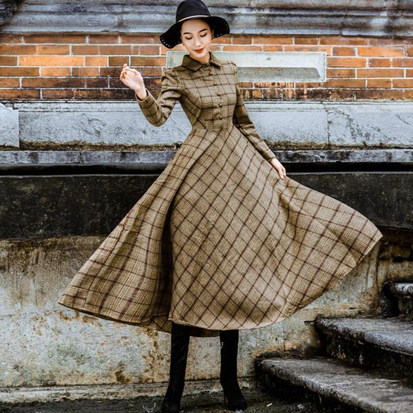 vintage plaid wool dress women winter thicken warm elegant stylish ladies skinny retro long party shirt dresses sale, Black;gray
vintage plaid wool dress women winter thicken warm elegant stylish ladies skinny retro long party shirt dresses sale, Black;gray