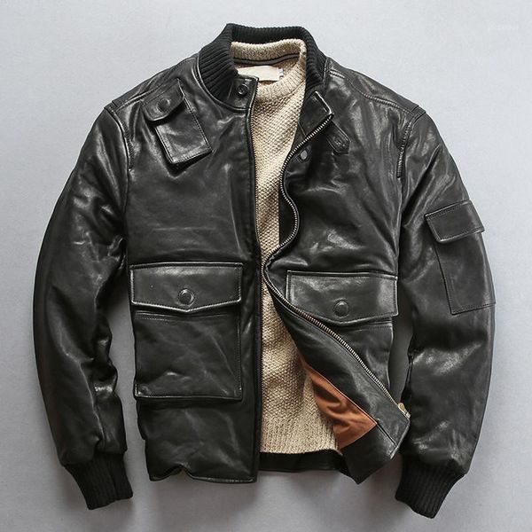 2019 men's winter down jacket stand collar sheepskin genuine leather jacket men safary style real leather coat male1, Black
2019 men's winter down jacket stand collar sheepskin genuine leather jacket men safary style real leather coat male1, Black