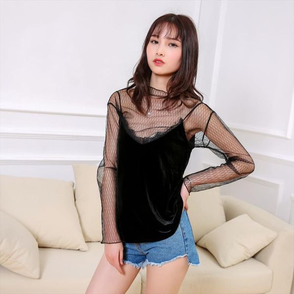 summer long sleeved lace thin shirt female perspective lace mesh shirt black transparent blouse 1pcs ds501, White
summer long sleeved lace thin shirt female perspective lace mesh shirt black transparent blouse 1pcs ds501, White