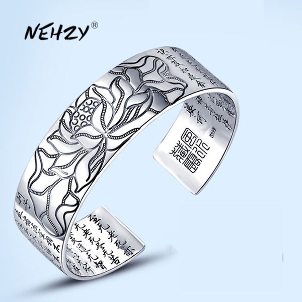 nehzy 925 sterling silver new woman men's fashion jewelry retro lotus carving buddhist scripture blessing language bracelet q1201, Black
nehzy 925 sterling silver new woman men's fashion jewelry retro lotus carving buddhist scripture blessing language bracelet q1201, Black