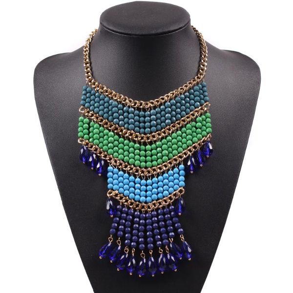 new model bohemia multi color gold color chain acrylic bead pendant necklace for women usa jewelry, Silver
new model bohemia multi color gold color chain acrylic bead pendant necklace for women usa jewelry, Silver