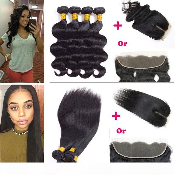 body wave straight hair 4 bundles with lace closure or ear to ear lace frontal unprocessed 8a brazilian wet and wary remy hair, Black
body wave straight hair 4 bundles with lace closure or ear to ear lace frontal unprocessed 8a brazilian wet and wary remy hair, Black