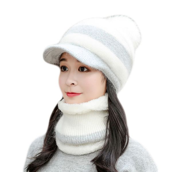 new female warm rabbit fur knitted hat and scarf set woman plus velvet collar thickening hats set winter beret hats for ladies, Blue;gray
new female warm rabbit fur knitted hat and scarf set woman plus velvet collar thickening hats set winter beret hats for ladies, Blue;gray