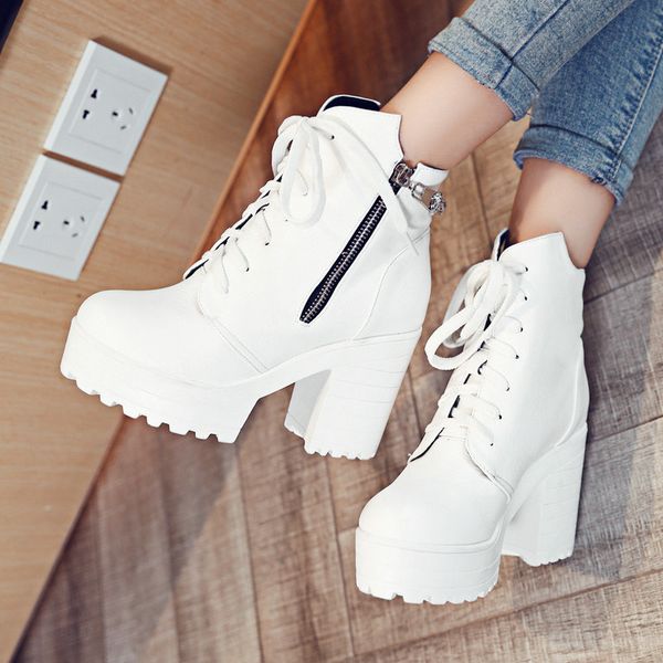 women platform ankle boots square high heel martin boots lace up zipper boots autumn winter ladies shoes black white 2019 new t200425
women platform ankle boots square high heel martin boots lace up zipper boots autumn winter ladies shoes black white 2019 new t200425