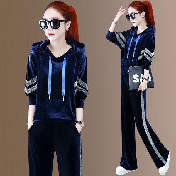 leisure sports suit women's plush sweater 2020 spring and autumn winter new thickened foreign style hood two piece set, Gray
leisure sports suit women's plush sweater 2020 spring and autumn winter new thickened foreign style hood two piece set, Gray