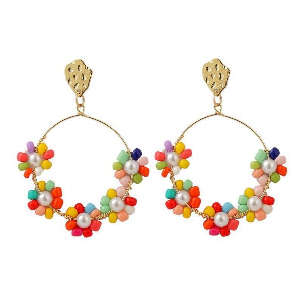 women beaded earrings bohemian flower bead circle fashion dangle earring statement for party jewelry & chandelier, Silver
women beaded earrings bohemian flower bead circle fashion dangle earring statement for party jewelry & chandelier, Silver