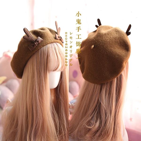 berets japanese soft sister antlers painter hat beret wool lovely christmas deer baked wheat cake, buds cap, Blue;gray
berets japanese soft sister antlers painter hat beret wool lovely christmas deer baked wheat cake, buds cap, Blue;gray