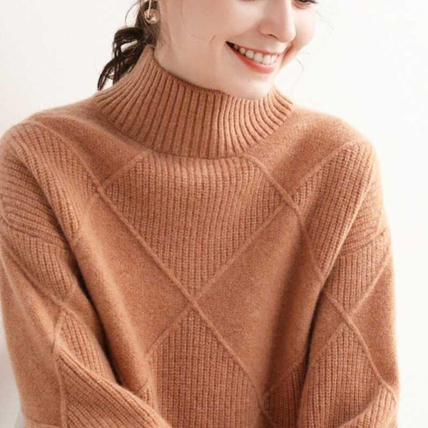 wool 2020 autumn and winter new women's thick large diamond turtleneck loose lazy pullover sweater base sweater1, White;black
wool 2020 autumn and winter new women's thick large diamond turtleneck loose lazy pullover sweater base sweater1, White;black