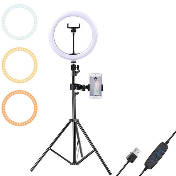 10in Ledselfie Ring Light With 160cm Tripod Stand For Smartphone Mini Led Ringlight Ring Lamp For Video Pgraphy Makeup Light