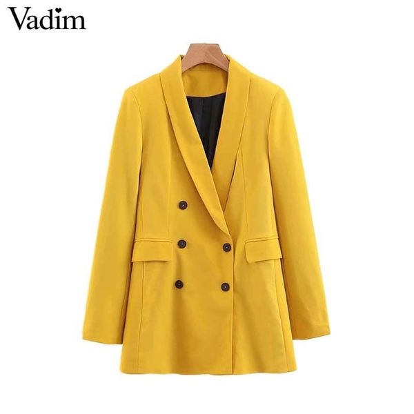 vadim women chic yellow blazer pockets double breasted long sleeve office wear coat solid female casual outerwear ca365 y200107, White;black
vadim women chic yellow blazer pockets double breasted long sleeve office wear coat solid female casual outerwear ca365 y200107, White;black