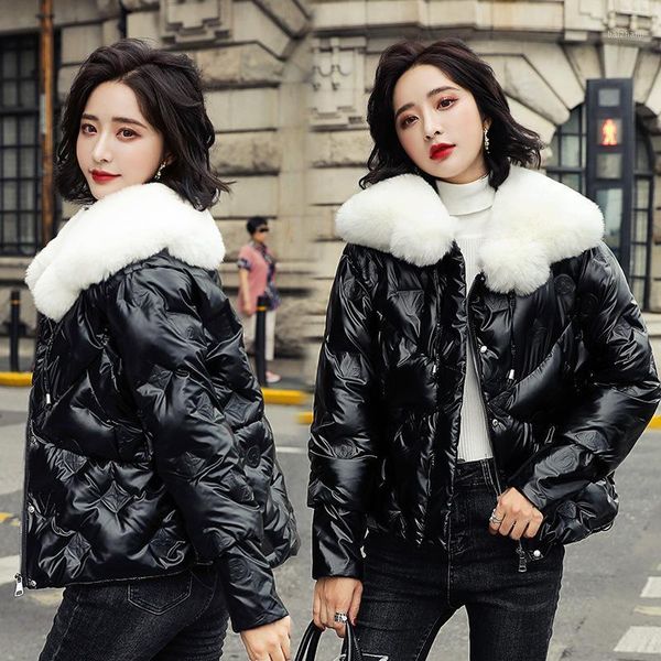 new glossy parka women winter jacket cotton padded warm thicken big fur collar ladies short coats parka womens jackets1, Black
new glossy parka women winter jacket cotton padded warm thicken big fur collar ladies short coats parka womens jackets1, Black