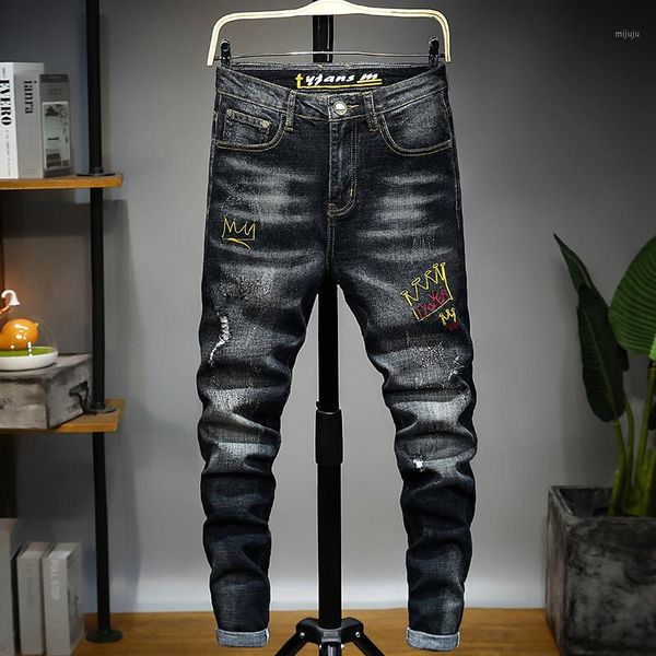 youth jeans mens straight stretch little feet skinny embroidery denim tide brand hole jens men pants1, Blue
youth jeans mens straight stretch little feet skinny embroidery denim tide brand hole jens men pants1, Blue