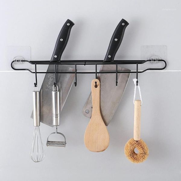 hooks & rails 6 hook kitchen rack wrought iron home punching multi-function wall-mounted tool knife accessories1
hooks & rails 6 hook kitchen rack wrought iron home punching multi-function wall-mounted tool knife accessories1