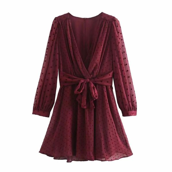 casual dresses women dot flocking chiffon v neck waist lace up mini dress female lantern sleeve clothes lady loose vestido d6965, Black;gray
casual dresses women dot flocking chiffon v neck waist lace up mini dress female lantern sleeve clothes lady loose vestido d6965, Black;gray