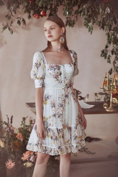 young can sweet salt can be small first love hepburn square collar rouje flowers sweet dress summer dress, Black
young can sweet salt can be small first love hepburn square collar rouje flowers sweet dress summer dress, Black
