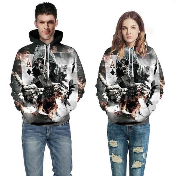 men's nnd women's sweatshirts 2022 digital printing 3d men's skeleton poker pattern long sleeve hooded couple's sweater, Black
men's nnd women's sweatshirts 2022 digital printing 3d men's skeleton poker pattern long sleeve hooded couple's sweater, Black