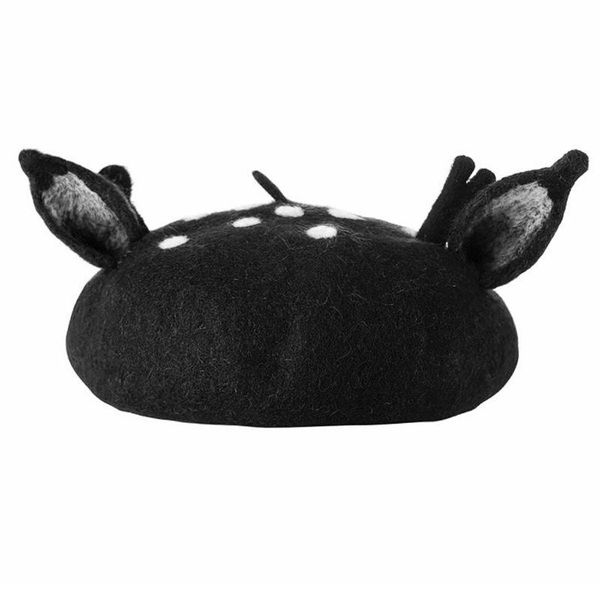 women christmas beret cap cute 3d reindeer antler ears faux felt painter hat, Blue;gray
women christmas beret cap cute 3d reindeer antler ears faux felt painter hat, Blue;gray