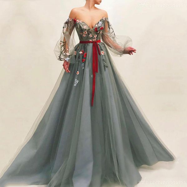 gray muslim evening dress off shoulder embroidery tulle islamic dubai kaftan saudi arabic long sleeves evening gown prom lj201123, White;black
gray muslim evening dress off shoulder embroidery tulle islamic dubai kaftan saudi arabic long sleeves evening gown prom lj201123, White;black