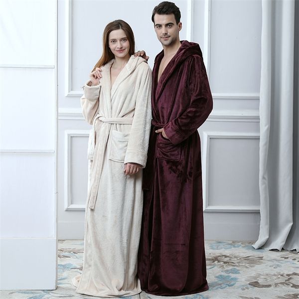 men winter warm thicken extra long hooded coral fleece bathrobe kimono flannel bath robe night dressing gown women sleepwear 201109, Black;brown
men winter warm thicken extra long hooded coral fleece bathrobe kimono flannel bath robe night dressing gown women sleepwear 201109, Black;brown