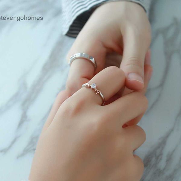 elk cao shi net horn red fashion simple shape couple two color copper inlaid zircon combination ring, Silver 
elk cao shi net horn red fashion simple shape couple two color copper inlaid zircon combination ring, Silver