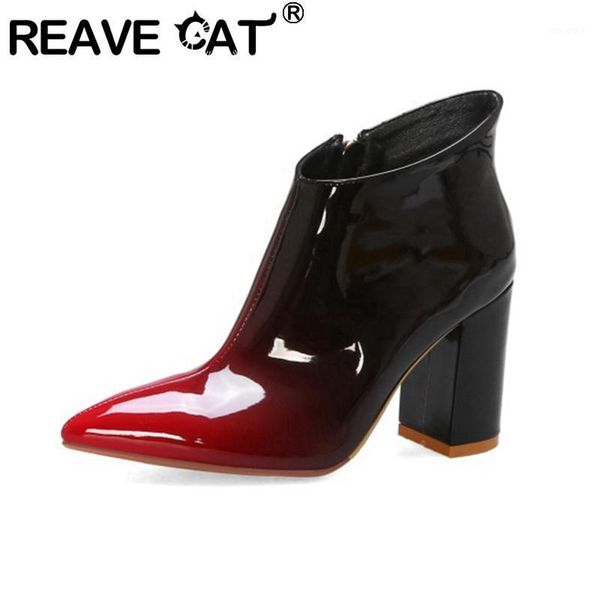 reave cat women ankle boots pointed toe 9cm block high heels zipper size 39 warm leopard print party gradient botas autumn a33801, Black
reave cat women ankle boots pointed toe 9cm block high heels zipper size 39 warm leopard print party gradient botas autumn a33801, Black