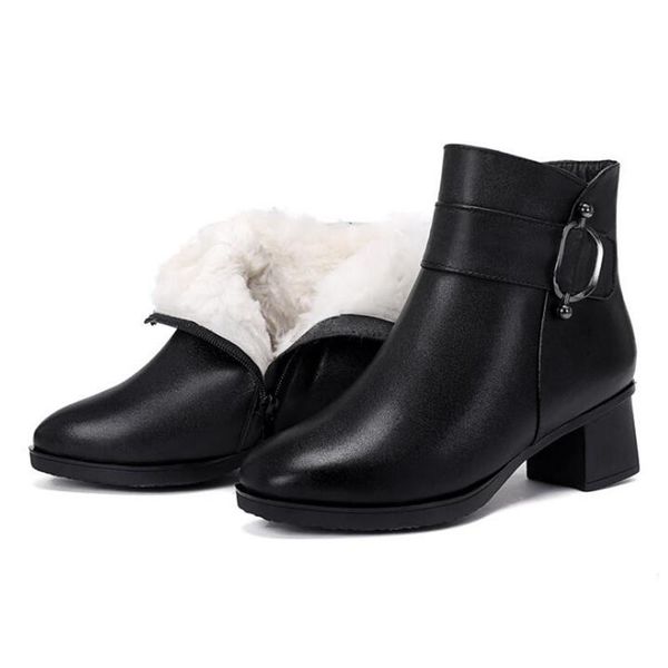 boots fashion elegant winter warm shoes woman genuine leather ankle thick heel plus size plush / wool snow, Black
boots fashion elegant winter warm shoes woman genuine leather ankle thick heel plus size plush / wool snow, Black