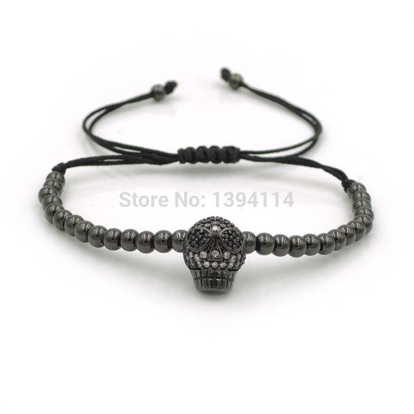 charm bracelets 10*12*8mm micro pave cz skull beads & 4mm round braided macrame bracelet jewelry, Golden;silver
charm bracelets 10*12*8mm micro pave cz skull beads & 4mm round braided macrame bracelet jewelry, Golden;silver