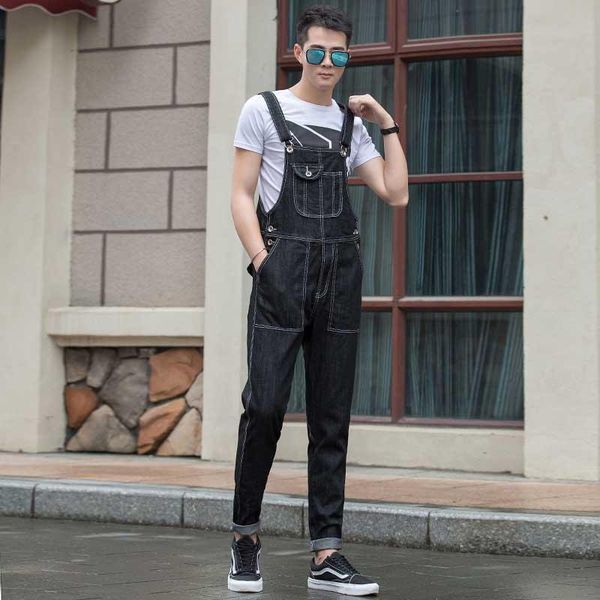 men's jeans plus size denim overalls men casual black korean style suspenders trousers hip hop pants couples clothes, Blue
men's jeans plus size denim overalls men casual black korean style suspenders trousers hip hop pants couples clothes, Blue
