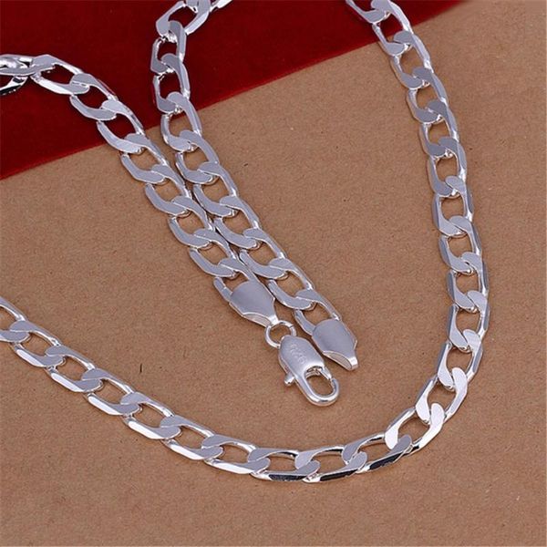 16-24inches wholesale 8mm flat men women silver color luxury wedding silver necklace fashion solid gifts jewelry jshn034
16-24inches wholesale 8mm flat men women silver color luxury wedding silver necklace fashion solid gifts jewelry jshn034
