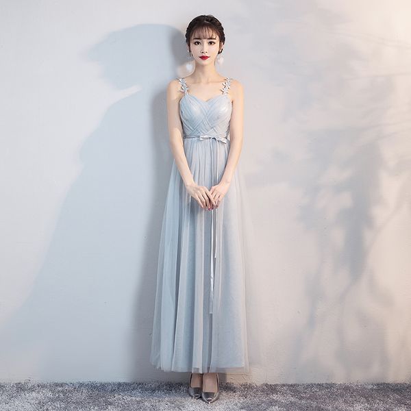 Fashion Blue Gray Long Summer Tulle Crise-cross Bridesmaid Dresses Dance Sister Guest Simple Ribbon Wedding Party Dress 9069
Fashion Blue Gray Long Summer Tulle Crise-cross Bridesmaid Dresses Dance Sister Guest Simple Ribbon Wedding Party Dress 9069
