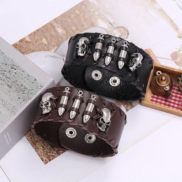 charm bracelets punk skull style gothic men's jewelry handmade adjustable leather bracelet for men, Golden;silver
charm bracelets punk skull style gothic men's jewelry handmade adjustable leather bracelet for men, Golden;silver