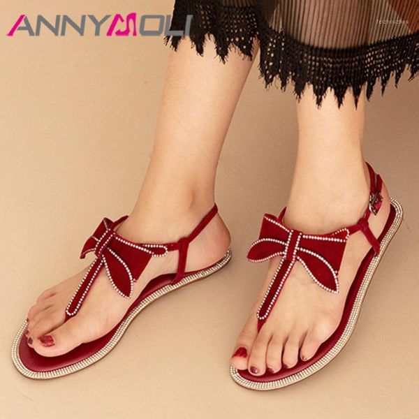 annymoli woman natural genuine leather flat sandals flip flop t-strap shoes crystal bow ladies sandals summer red black size 401
annymoli woman natural genuine leather flat sandals flip flop t-strap shoes crystal bow ladies sandals summer red black size 401