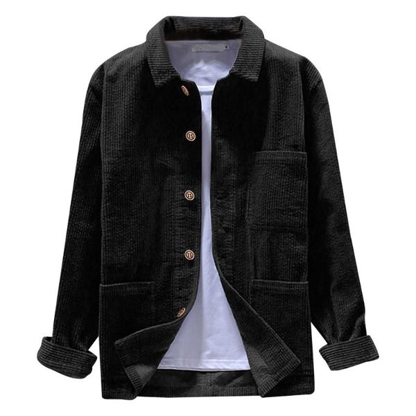 men's casual shirts mens autumn classic fashion long sleeve solid corduroy warm loose retro coat, White;black
men's casual shirts mens autumn classic fashion long sleeve solid corduroy warm loose retro coat, White;black