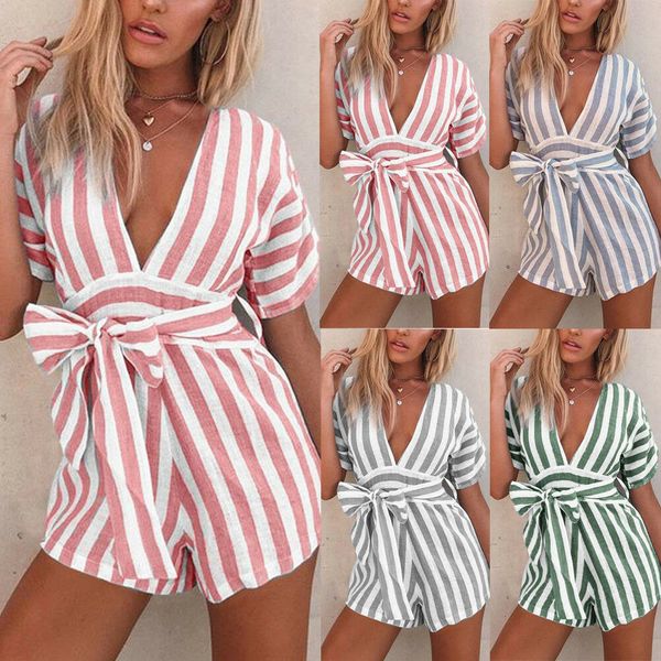 jumpsuit women ladies deep v party stripe jumpsuits romper short trousers pants women's clothes kg-178, Black;white 
jumpsuit women ladies deep v party stripe jumpsuits romper short trousers pants women's clothes kg-178, Black;white