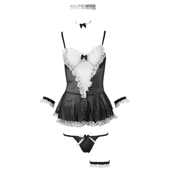 7 clothes/uniform set from housewife's maid for the nightdress women's pajama lingerie handkerchief traje cosplay role, Black
7 clothes/uniform set from housewife's maid for the nightdress women's pajama lingerie handkerchief traje cosplay role, Black