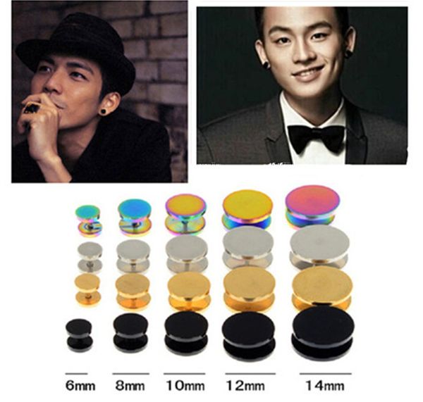 sexemara 2pcs gold black нержавеющая сталь cheater faux поддельные ушные вилки из плотного туннеля датчики taper trackers серьги 6-14 мм, Golden 
sexemara 2pcs gold black нержавеющая сталь cheater faux поддельные ушные вилки из плотного туннеля датчики taper trackers серьги 6-14 мм, Golden