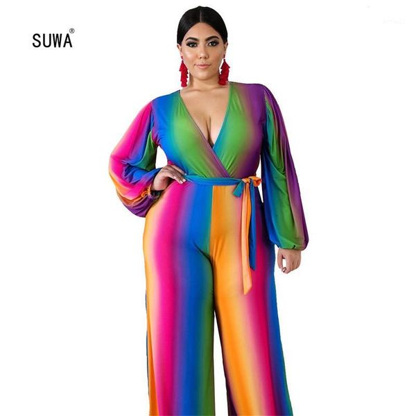 women's jumpsuits & rompers plus size rainbow vertical striped high waist sashes loose long jumpsuit casual bohemian style women deep v, Black;white
women's jumpsuits & rompers plus size rainbow vertical striped high waist sashes loose long jumpsuit casual bohemian style women deep v, Black;white