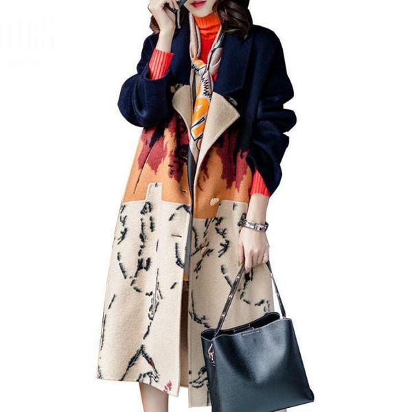 new autumn and winter european and american fashion slim stitching midlength coat designer long doublesided cashmere coat women, Black
new autumn and winter european and american fashion slim stitching midlength coat designer long doublesided cashmere coat women, Black