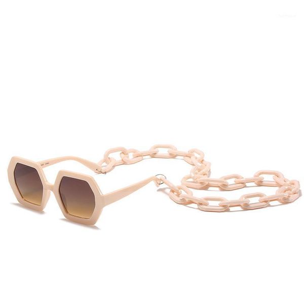 new designer sunglasses women fashion big chain sun glasses woman hexagon glasses with chain shades1, White;black
new designer sunglasses women fashion big chain sun glasses woman hexagon glasses with chain shades1, White;black