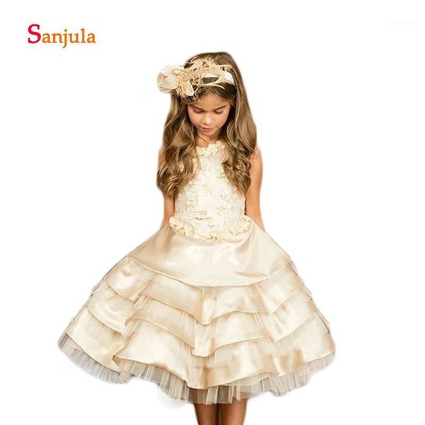girl's dresses champagne a-line flower girls royal knee length lace wedding party short handmade flowers tieres skirt d1201, Red;yellow
girl's dresses champagne a-line flower girls royal knee length lace wedding party short handmade flowers tieres skirt d1201, Red;yellow