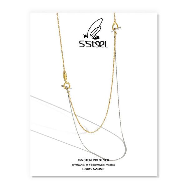 s'steel layered necklace for women 925 sterling silver korean design double-layer color chain necklaces collana donna jewelry
s'steel layered necklace for women 925 sterling silver korean design double-layer color chain necklaces collana donna jewelry