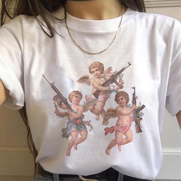 women kawaii angel michelangelo aesthetics couple print t shirt 2021 summer fashion short sleeved t shirt girl drop ship, White
women kawaii angel michelangelo aesthetics couple print t shirt 2021 summer fashion short sleeved t shirt girl drop ship, White