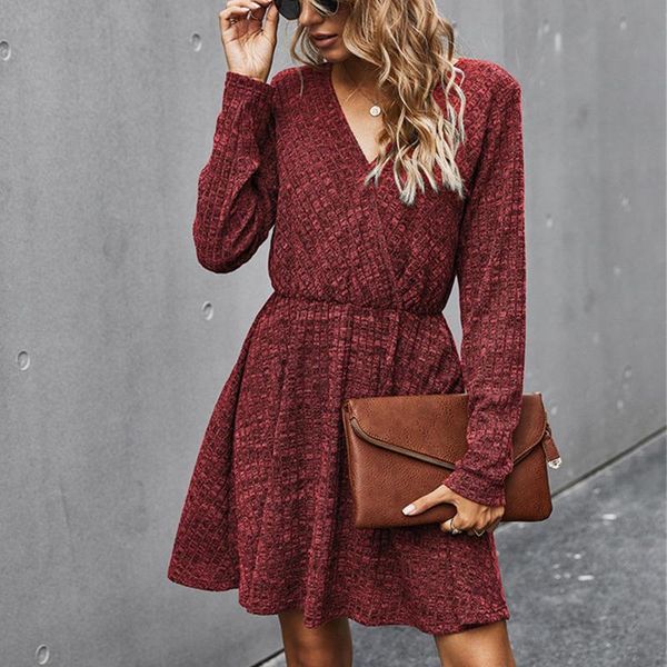 casual dresses womens knitting v-neck long sleeve dress loose female solid color fashion party, Black;gray
casual dresses womens knitting v-neck long sleeve dress loose female solid color fashion party, Black;gray