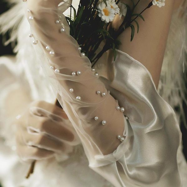 fashion women female long full finger tulle with pearls gloves lady etiquette driving lotus leaf satin sheers gloves h jllonq, White
fashion women female long full finger tulle with pearls gloves lady etiquette driving lotus leaf satin sheers gloves h jllonq, White