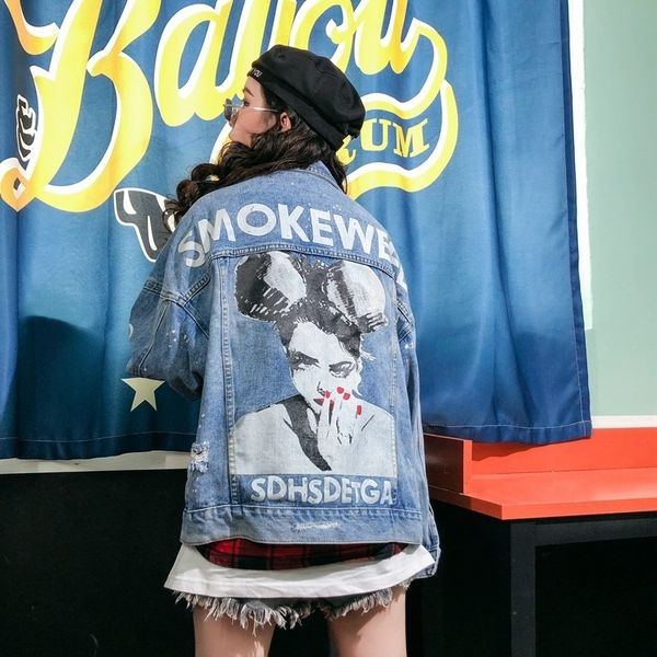 oushang loose denim jacket back character letter print punk style oversize coat chic korean vintage jean jacket new women 201017, Black;brown
oushang loose denim jacket back character letter print punk style oversize coat chic korean vintage jean jacket new women 201017, Black;brown