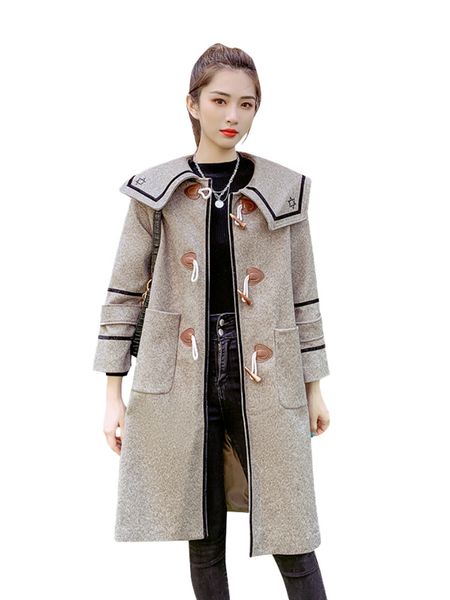 mwinter 2020 new korean mid long loose small ox horn button woolen coat women fashion, Black
mwinter 2020 new korean mid long loose small ox horn button woolen coat women fashion, Black