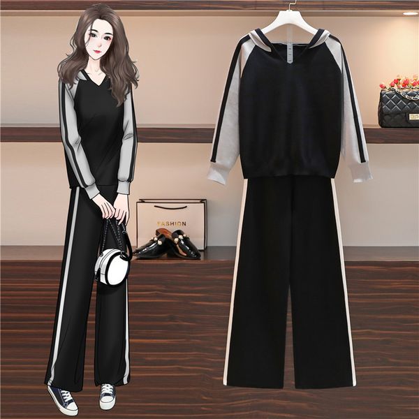 autumn plus size -4xl casual women's hooded sweater + casual pants two-piece sets loose female suits, White
autumn plus size -4xl casual women's hooded sweater + casual pants two-piece sets loose female suits, White