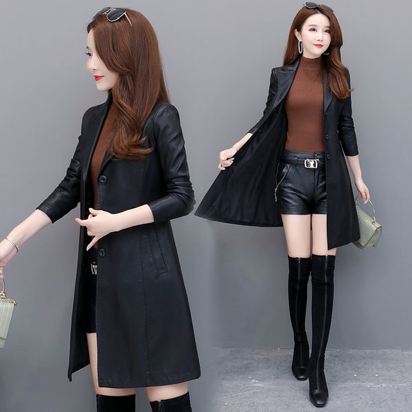autumn new girl leather jacket long women's leather coat slim fashion punk female motorcycle clothing faux leather coat spring lj201012, Black
autumn new girl leather jacket long women's leather coat slim fashion punk female motorcycle clothing faux leather coat spring lj201012, Black