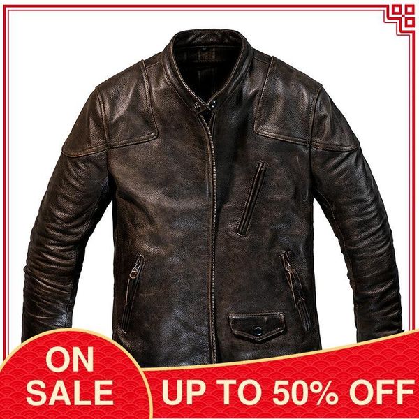 men's leather & faux 2021 retro brown american style biker's jacket men plus size 4xl genuine cowhide slim fit short motorcycle co, Black
men's leather & faux 2021 retro brown american style biker's jacket men plus size 4xl genuine cowhide slim fit short motorcycle co, Black